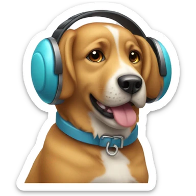 a dog with earmuffs  sticker