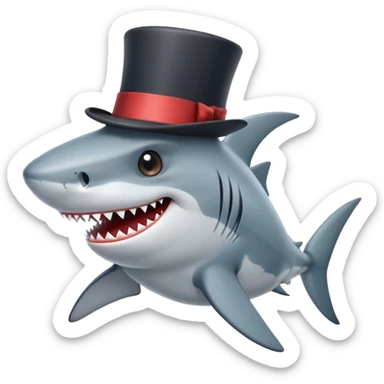 Shark with a top hat sticker