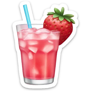 strawberry pink drink with ice sticker