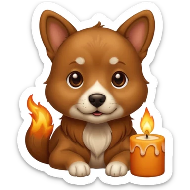 dog holding a lit aromatic candle in hand sticker