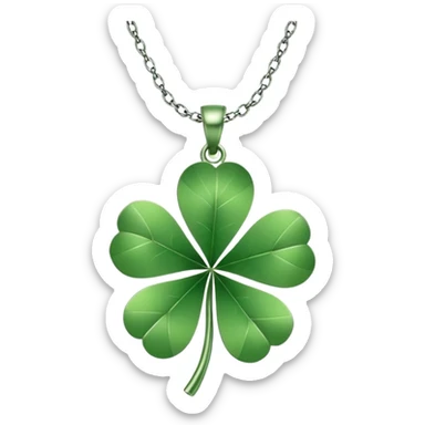 Lucky clover charm necklace – green four-leaf clover.
 sticker