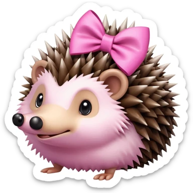 hedgehog with a pink bow sticker