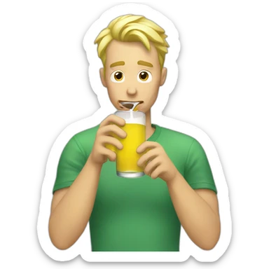 blonde guy drinking something sour with reaction in face sticker