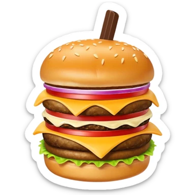Crea una escena que contenga una hamburguesa, un frappé y papas fritas sticker
