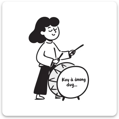 person with a drum, 'Tung tung sahur' text, playful sticker