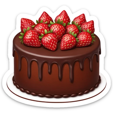 chocolate cake with strawberries on top sticker