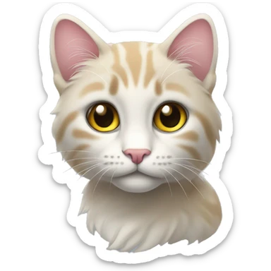 Серо-белая кошка с розовым бантиком  sticker