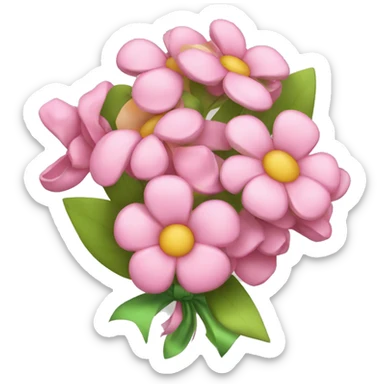 bouquet of flowers with bow on stems sticker