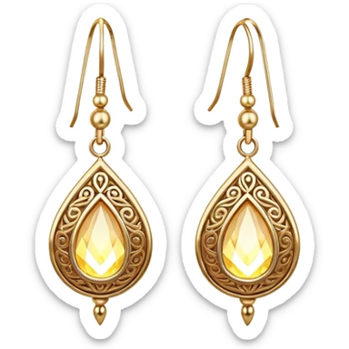 earrings as glowing talismans with intricate details sticker