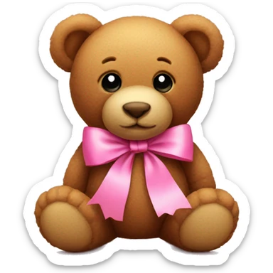 Teddy with pink ribbon sticker