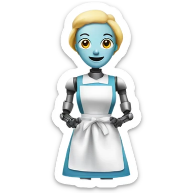 Robot wearing a maid apron sticker