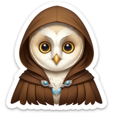 white barn owl in brown cloak sticker