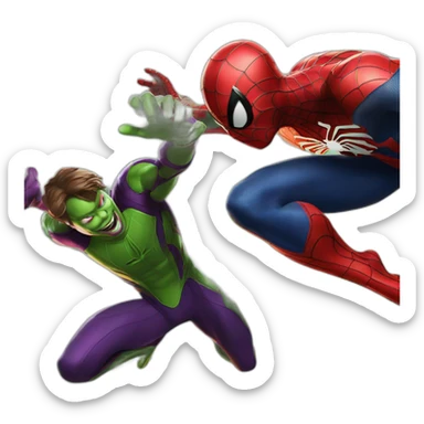 spider-man hitting the green goblin sticker