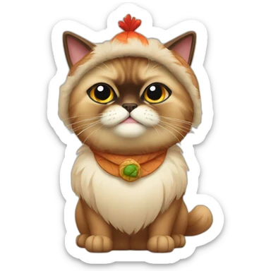 himalayan cat wearing turkey costume sticker