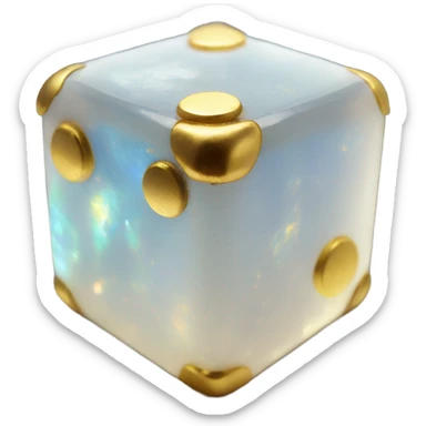 opal crystal gemstone square dice gold dot sticker