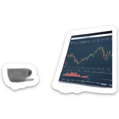 stock market charts on a laptop sticker