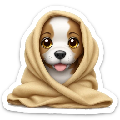 Puppy wrapped in a blanket sticker