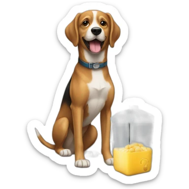 Perro Cargando un refrigerador  sticker