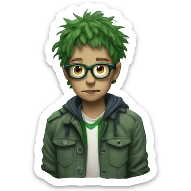 Jamie hewlett high school character with greens kin sticker
