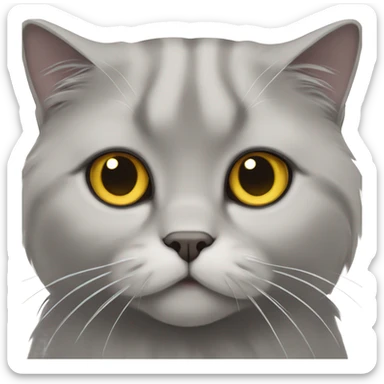 gray scottish fold long-hair cat sticker