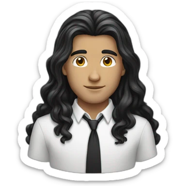 Long black haire mid part White boy sticker