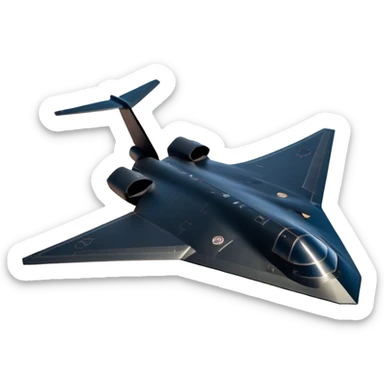 B-2 Spirit bomber - Northrop B-2 (Model Year: 2021) (Iconic colour: Stealth black) - A sleek, stealth bomber with smooth, angular contours and a matte jet-black finish. Emphasize a futuristic, minimalist design with a seamless fuselage, low-profile wings, and an overall intimidating stealth aesthetic. sticker