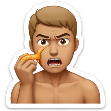 angry guy choking himself from embarrassment  sticker