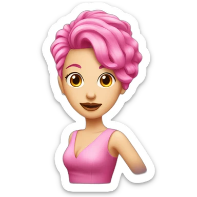 pink hair woman cocktail dress sticker