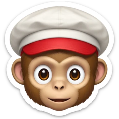 Macaco de camisa branca e boné vermelho  sticker