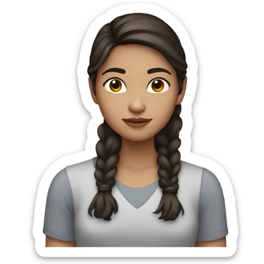 girl with dark brown hair and light skin and brown eyes sticker