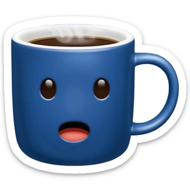 visibly steaming plain blue mug of coffee no face sticker