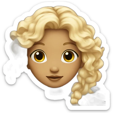 portrait of angel girl with blonde hair and starry background sticker