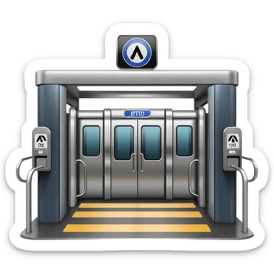 metro station access with turnstiles and metro sign, no text sticker