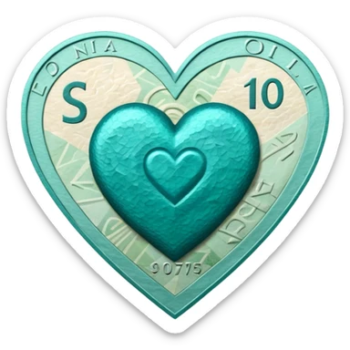 Teal heart with Canadian denominated bills sticker
