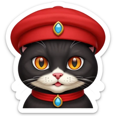 black suited old cat with red fes hat sticker