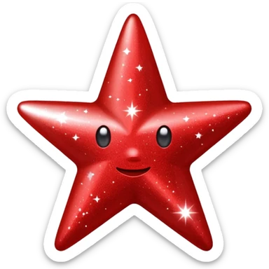 red star glitter space sticker