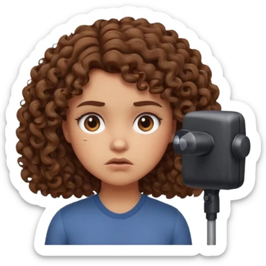 a girl with curly hair going “hmmph” and moving her head left in a cute grumpy way sticker