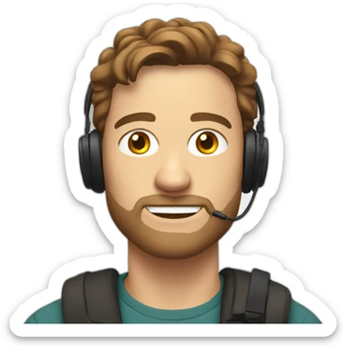 Podcast with a white man with brown hair sticker