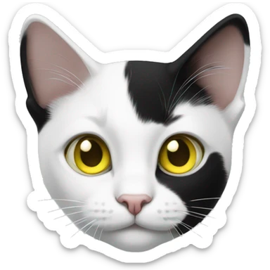 Black and white cat with yellow greenish eyes sticker