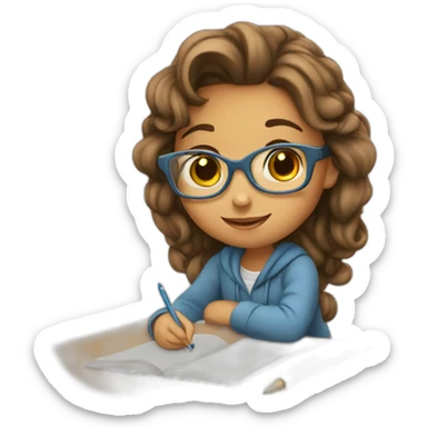 GIRL STUDYING CUTE sticker