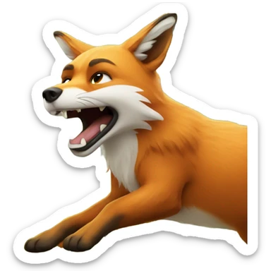 The fox jumped over the dog to get through the fence sticker