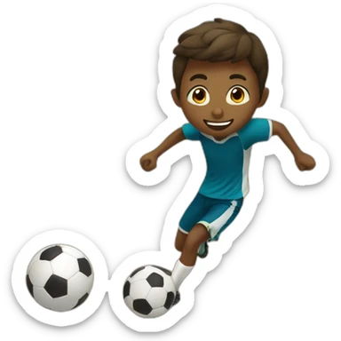 Boy playing soccer on a dirt field sticker