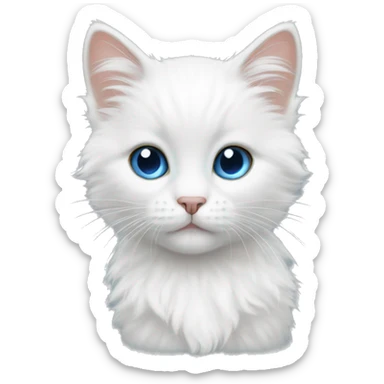 White fluffy kitten with one brown eye and one blue eye sticker