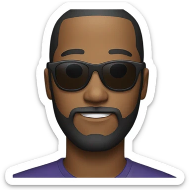 Black man with a European haircut and a beard sunglases sticker