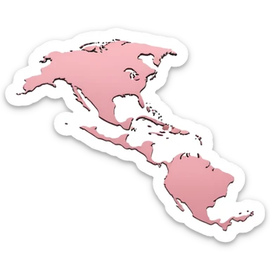 Caribbean map silhouette in very light pastel pink, minimal background sticker