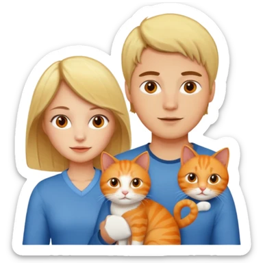 blond-hair-girl-and-brunette-hair-man-and-orange-cat sticker