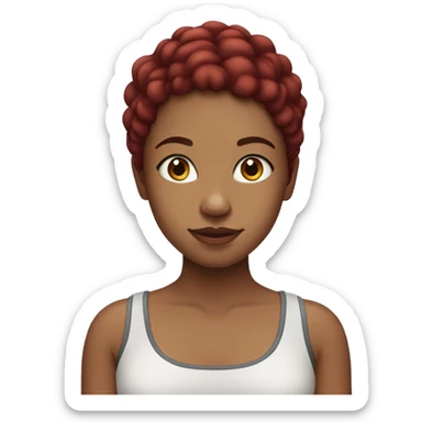 mixed girl with dark red hair sticker