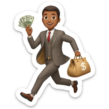 Black Man running with moneybag 💰 sticker