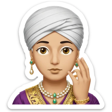 A Sultan shushing while his eyes are white sticker