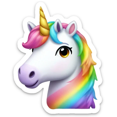 Kawaii Unicorn with a rainbow sticker